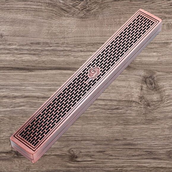 Metal incense stick holder with lid 9.25"' x 1.75" x 0.75" - Picture 3 of 6